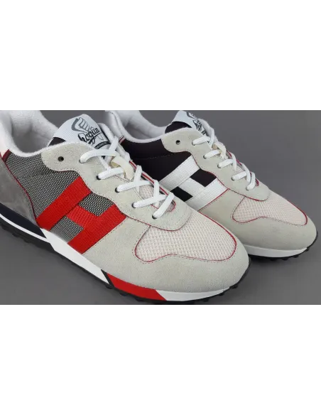 Hogan Sneakers H383 Uomo Camoscio Tela Bianco Opaco H Rosso Pezzo 320,00
