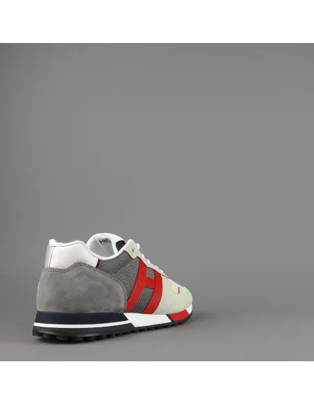 Hogan Sneakers H383 Uomo Camoscio Tela Bianco Opaco H Rosso Pezzo 320,00