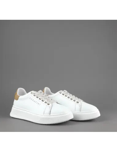 Serafini - - Sneakers Connors Donna Pelle Bianco Spoiler Cuoio Prezzo 210,00