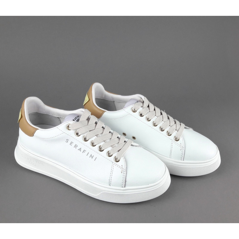 Serafini - - Sneakers Connors Donna Pelle Bianco Spoiler Cuoio Prezzo 210,00