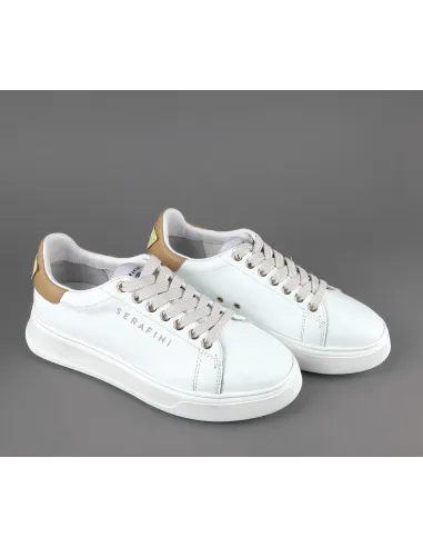 Serafini - - Sneakers Connors Donna Pelle Bianco Spoiler Cuoio Prezzo 210,00