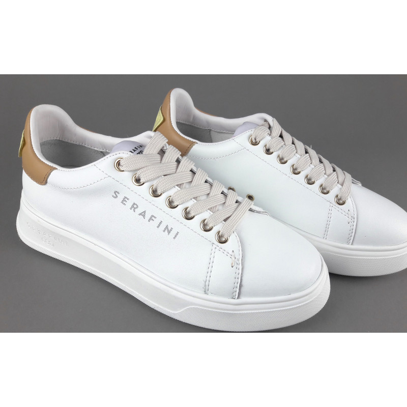 Serafini - - Sneakers Connors Donna Pelle Bianco Spoiler Cuoio Prezzo 210,00