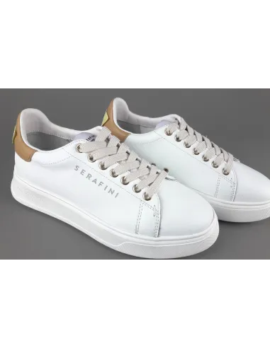 Serafini - - Sneakers Connors Donna Pelle Bianco Spoiler Cuoio Prezzo 210,00