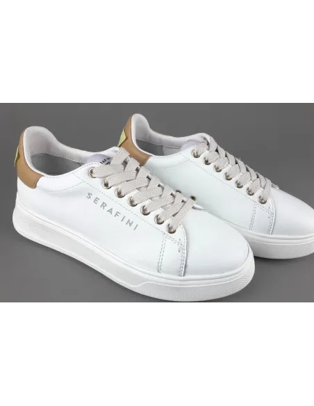 Serafini - - Sneakers Connors Donna Pelle Bianco Spoiler Cuoio Prezzo 210,00