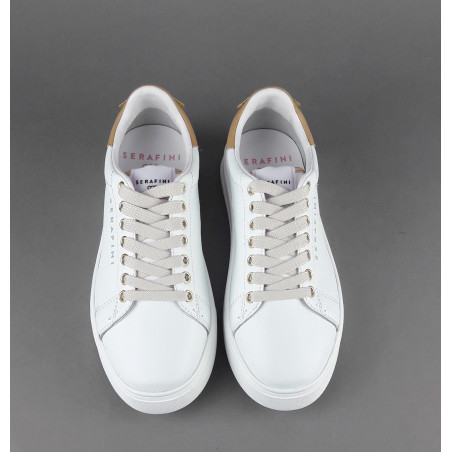Serafini - - Sneakers Connors Donna Pelle Bianco Spoiler Cuoio Prezzo 210,00
