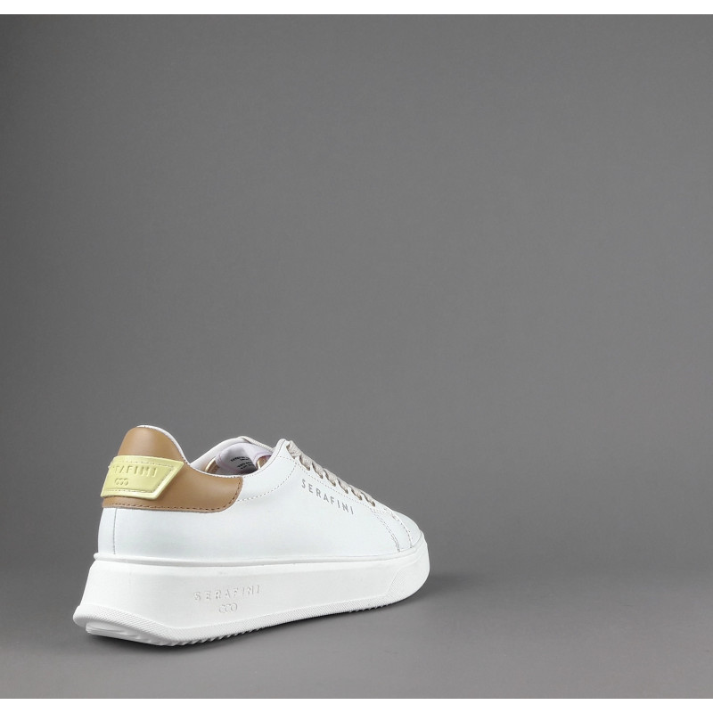 Serafini - - Sneakers Connors Donna Pelle Bianco Spoiler Cuoio Prezzo 210,00