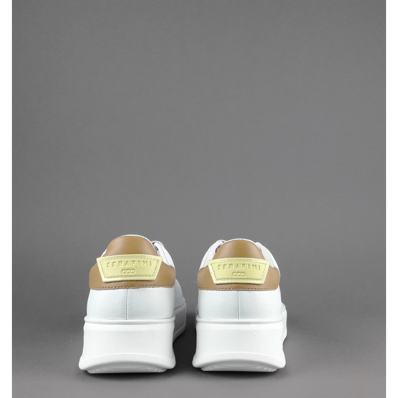 Serafini - - Sneakers Connors Donna Pelle Bianco Spoiler Cuoio Prezzo 210,00