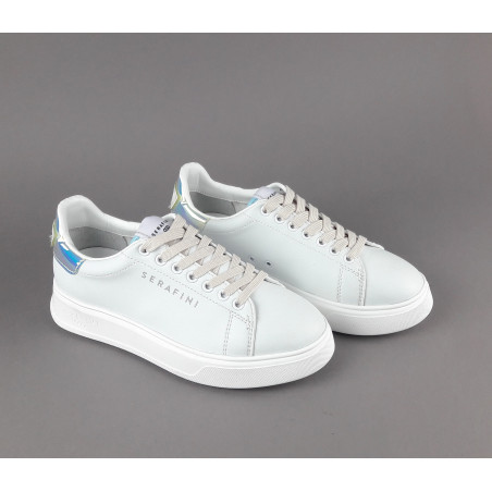 Serafini - - Sneakers Connors Donna Pelle Bianco Spoiler Iridescente Prezzo 210,00