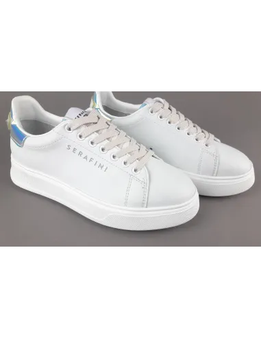 Serafini - - Sneakers Connors Donna Pelle Bianco Spoiler Iridescente Prezzo 210,00