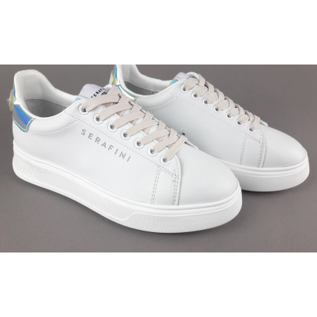 Serafini - - Sneakers Connors Donna Pelle Bianco Spoiler Iridescente Prezzo 210,00