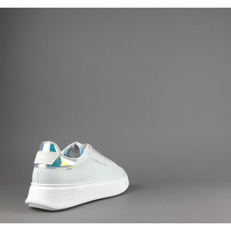 Serafini - - Sneakers Connors Donna Pelle Bianco Spoiler Iridescente Prezzo 210,00