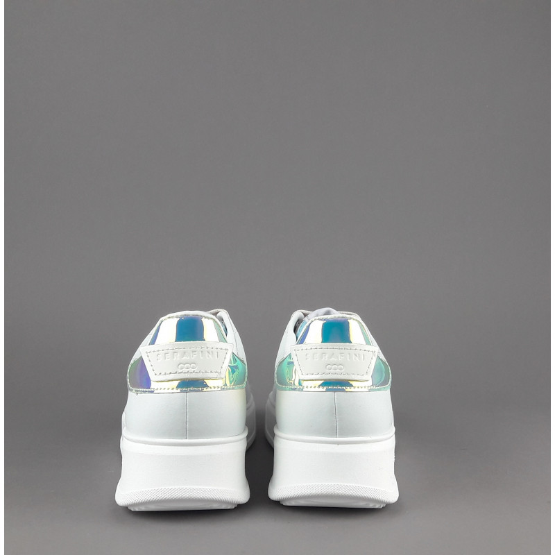 Serafini - - Sneakers Connors Donna Pelle Bianco Spoiler Iridescente Prezzo 210,00