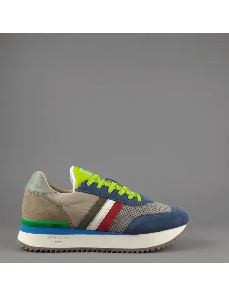 Serafini Sneakers Torino Uomo Camoscio Tela Blu Talpa Spoiler Pelle Prezzo 190,00