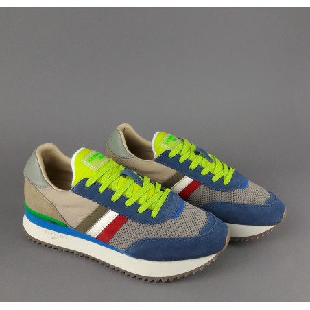 Serafini - - Sneakers Torino Uomo Camoscio Tela Blu Talpa Spoiler Pelle Prezzo 190,00