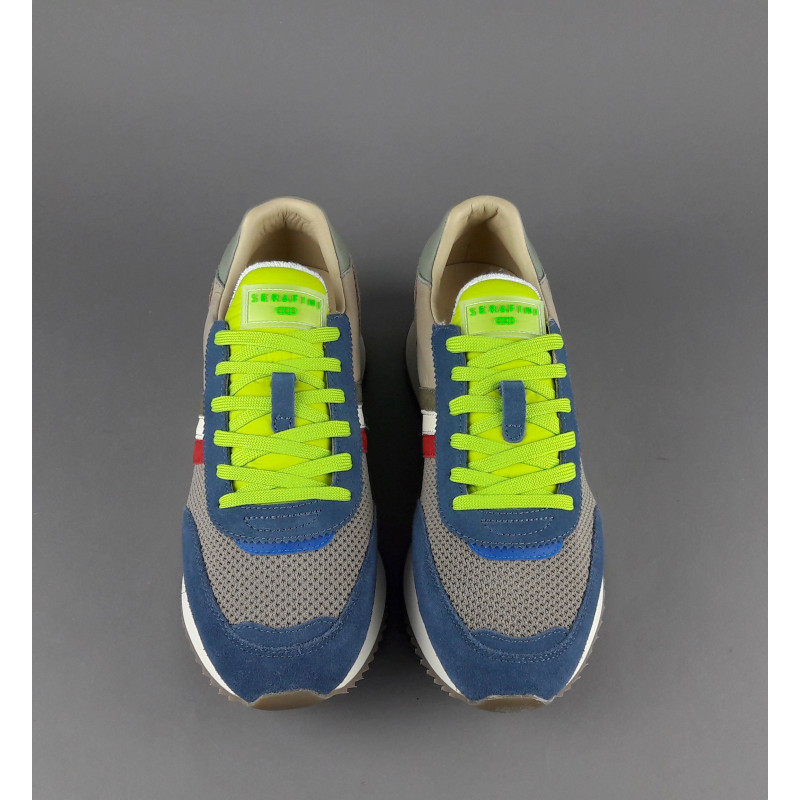 Serafini - - Sneakers Torino Uomo Camoscio Tela Blu Talpa Spoiler Pelle Prezzo 190,00