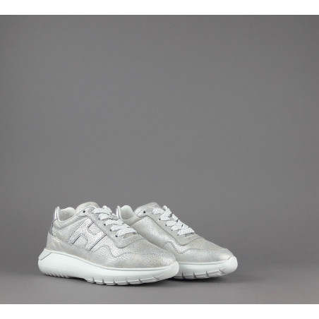 Hogan - - Sa Interactive3 Junior Pelle Vintage Argento H Pelle Glitter Prezzo 190,00