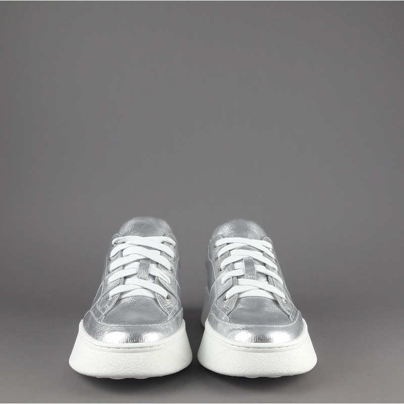 Janet & Janet - - Sneakers Donna Gilda Pelle Laminata Argento Prezzo 180,00