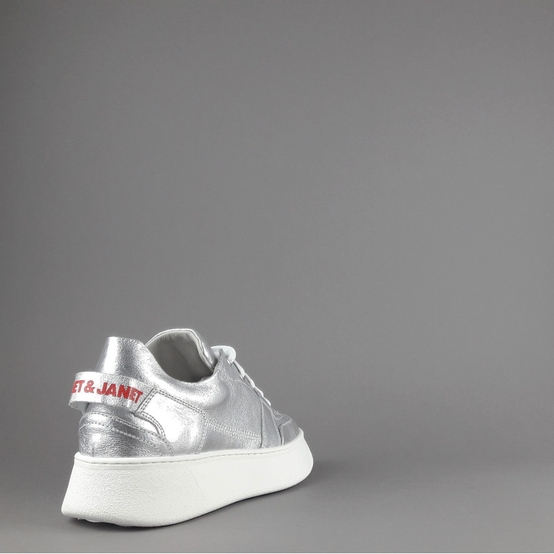 Janet & Janet - - Sneakers Donna Gilda Pelle Laminata Argento Prezzo 180,00
