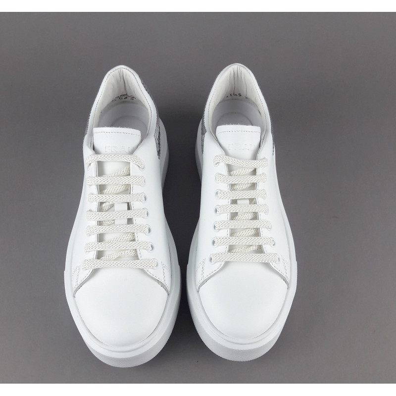 Frau Sneaker Donna Pelle Liscia Bianco Spoiler Paillettes Prezzo 140,00