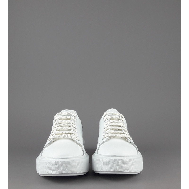 Frau Sneaker Donna Pelle Liscia Bianco Spoiler Paillettes Prezzo 140,00