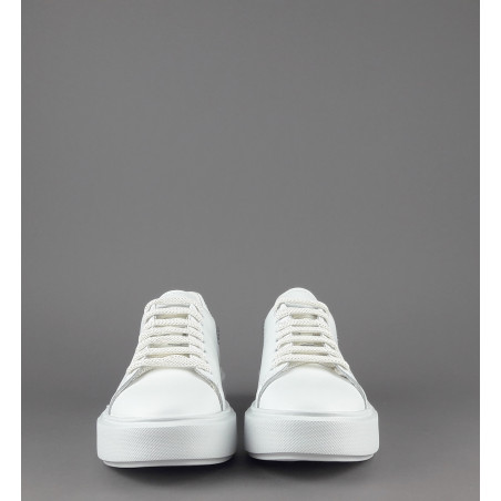 Frau Sneaker Donna Pelle Liscia Bianco Spoiler Paillettes Prezzo 140,00