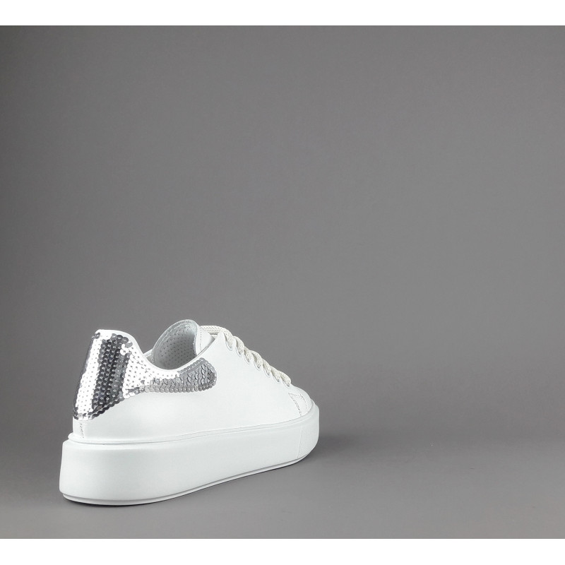 Frau Sneaker Donna Pelle Liscia Bianco Spoiler Paillettes Prezzo 140,00
