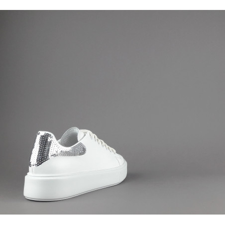 Frau Sneaker Donna Pelle Liscia Bianco Spoiler Paillettes Prezzo 140,00