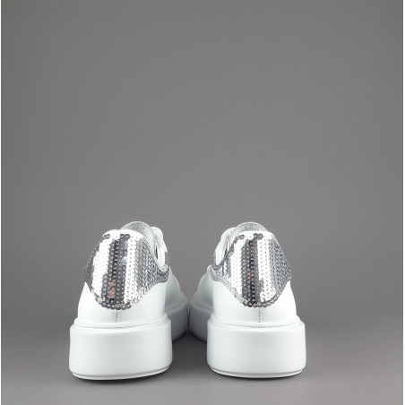 Frau Sneaker Donna Pelle Liscia Bianco Spoiler Paillettes Prezzo 140,00
