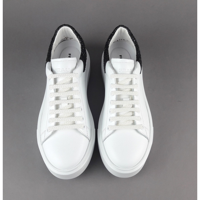 Frau Sneaker Donna Pelle Liscia Bianco Spoiler Glitter Prezzo 125,00