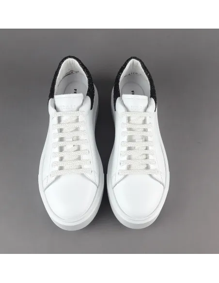 Frau - - Sneaker Donna Pelle Liscia Bianco Spoiler Glitter Prezzo 125,00