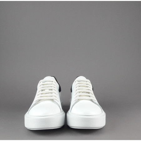 Frau Sneaker Donna Pelle Liscia Bianco Spoiler Glitter Prezzo 125,00