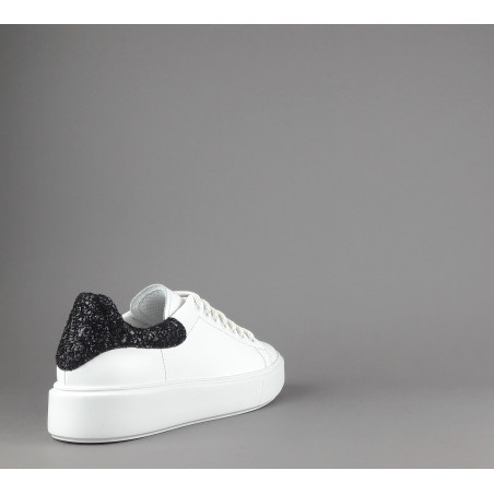 Frau Sneaker Donna Pelle Liscia Bianco Spoiler Glitter Prezzo 125,00