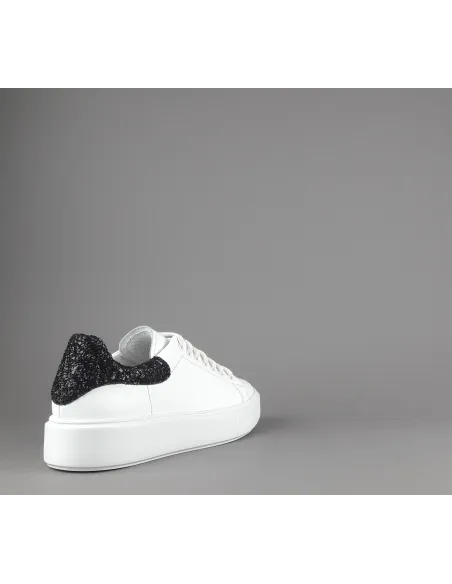 Frau - - Sneaker Donna Pelle Liscia Bianco Spoiler Glitter Prezzo 125,00
