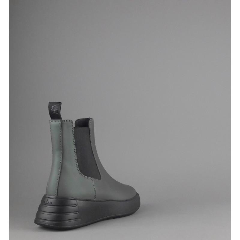 Hogan Stivaletto Rebel Donna H562 Pelle Gommata Verde Militare Prezzo 370,00