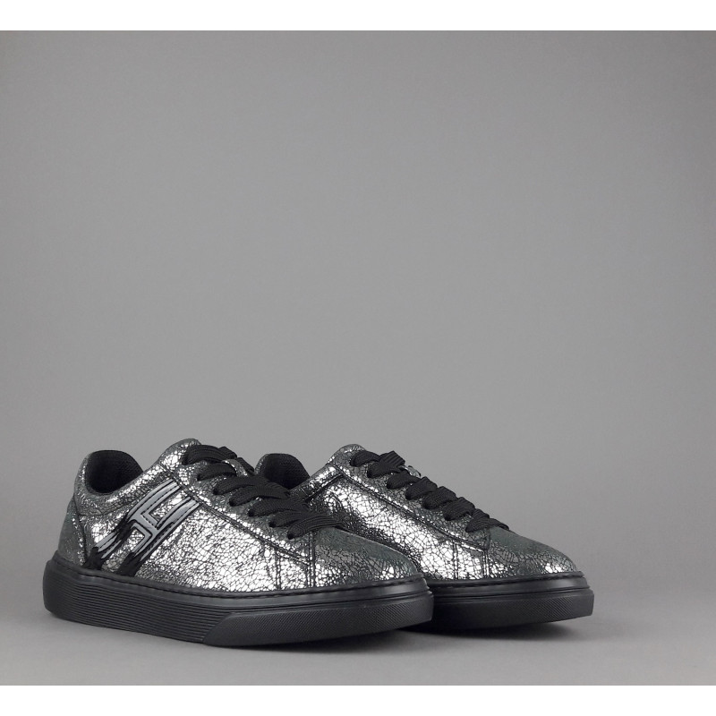 Hogan " Sneakers H365 Donna Pelle Craquelé Piombo Argento H Canaletto Prezzo 270,00