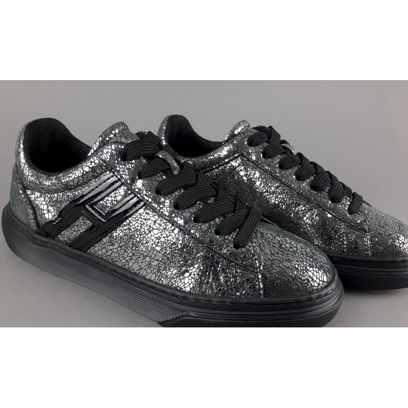 Hogan " Sneakers H365 Donna Pelle Craquelé Piombo Argento H Canaletto Prezzo 270,00