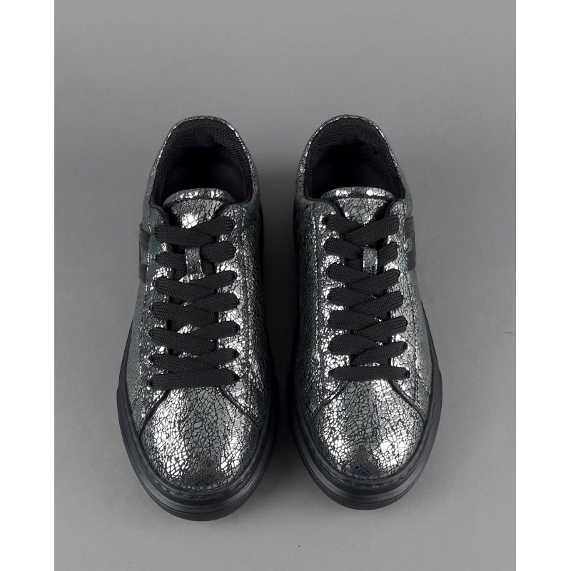Hogan " Sneakers H365 Donna Pelle Craquelé Piombo Argento H Canaletto Prezzo 270,00