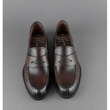 Barrett - - Mocassino Uomo College Vitello Anticato Marrone Scuro Fondo Cuoio Prezzo 395,00
