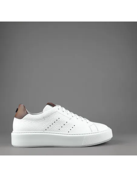 Barrett - - Sneakers Uomo Vitello Bottalato Bianco Spoiler Cuoio Prezzo 320,00