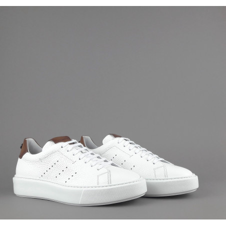 Barrett - - Sneakers Uomo Vitello Bottalato Bianco Spoiler Cuoio Prezzo 320,00