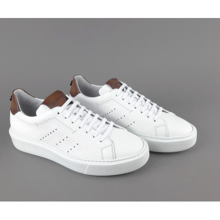 Barrett - - Sneakers Uomo Vitello Bottalato Bianco Spoiler Cuoio Prezzo 320,00