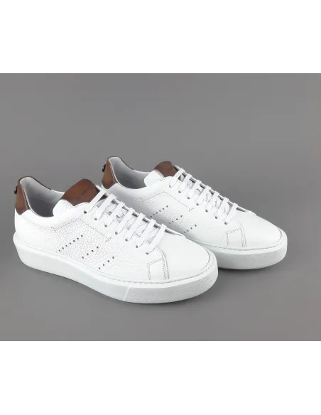 Barrett - - Sneakers Uomo Vitello Bottalato Bianco Spoiler Cuoio Prezzo 320,00