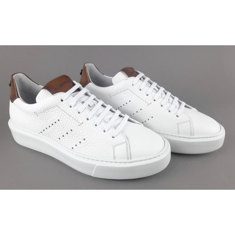 Barrett - - Sneakers Uomo Vitello Bottalato Bianco Spoiler Cuoio Prezzo 320,00