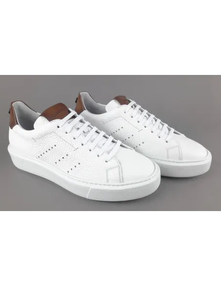Barrett - - Sneakers Uomo Vitello Bottalato Bianco Spoiler Cuoio Prezzo 320,00