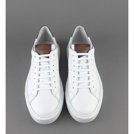 Barrett - - Sneakers Uomo Vitello Bottalato Bianco Spoiler Cuoio Prezzo 320,00