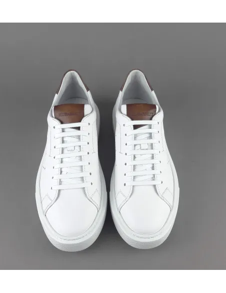 Barrett - - Sneakers Uomo Vitello Bottalato Bianco Spoiler Cuoio Prezzo 320,00