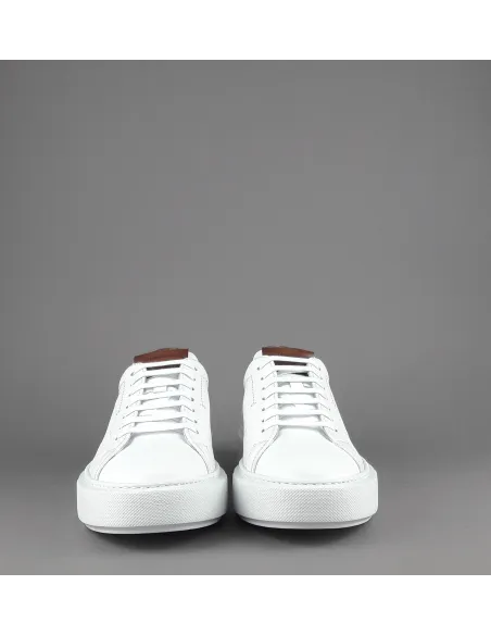 Barrett - - Sneakers Uomo Vitello Bottalato Bianco Spoiler Cuoio Prezzo 320,00