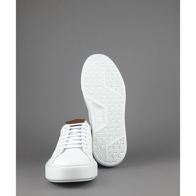Barrett - - Sneakers Uomo Vitello Bottalato Bianco Spoiler Cuoio Prezzo 320,00