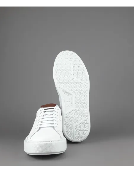 Barrett - - Sneakers Uomo Vitello Bottalato Bianco Spoiler Cuoio Prezzo 320,00