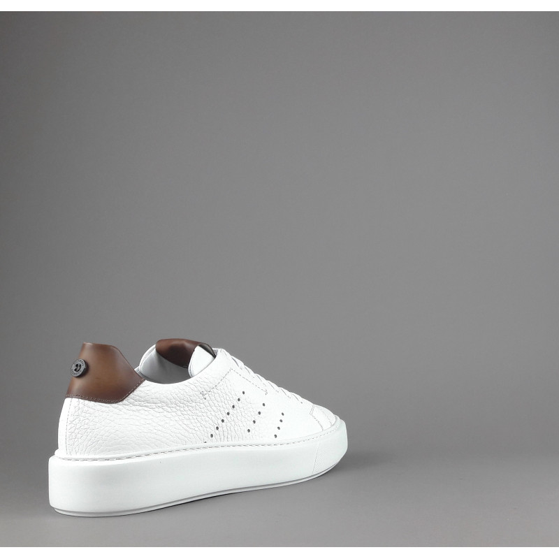 Barrett - - Sneakers Uomo Vitello Bottalato Bianco Spoiler Cuoio Prezzo 320,00